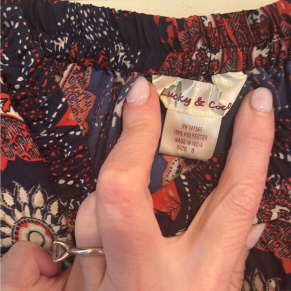 Lucky & CoCo Navy and White Paisley Maxi Skirt - Picture 7 of 8